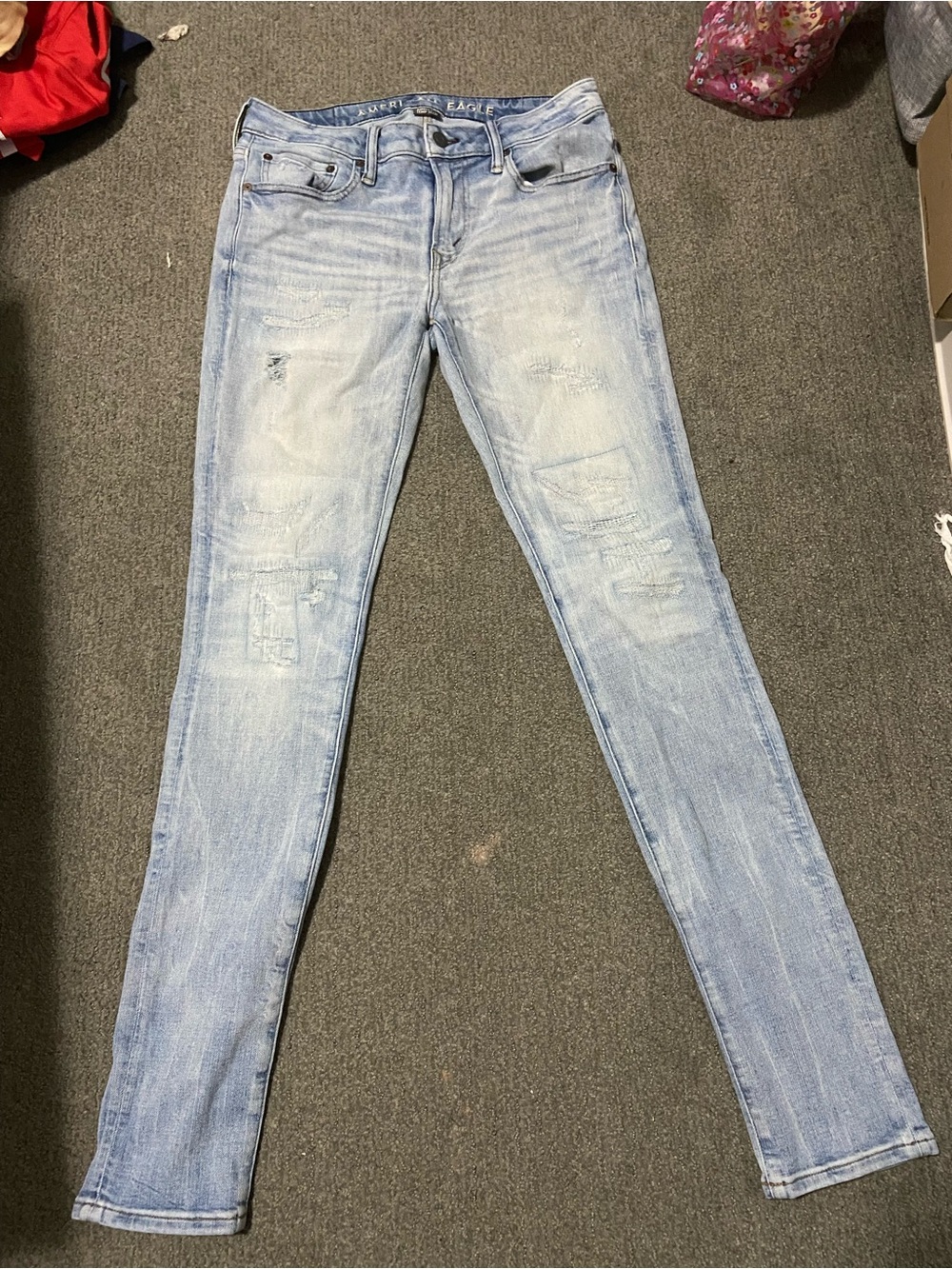 33x32 American Eagle Outfitters Light Blue Stacked Skinny Jeans